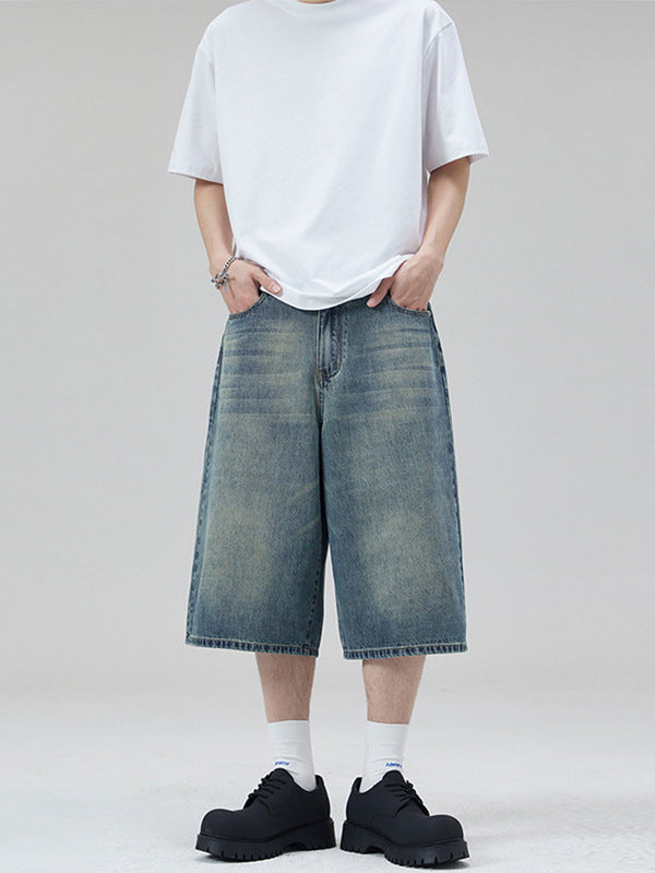 Bermuda Wide Leg Washed Novera in denim effetto vintage