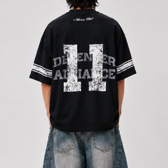 Maglia Jersey Oversize 11 Novera nera con grafica frontale