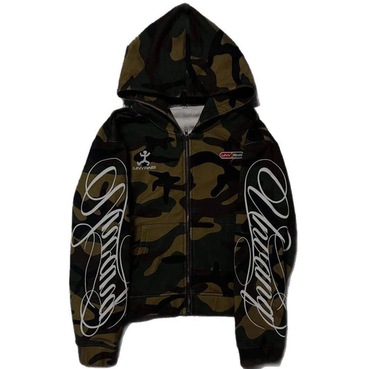 Felpa oversize camouflage Novera con grafica frontale