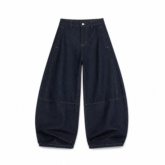 Jeans Wide Leg Novera in denim blu con vestibilità ampia
