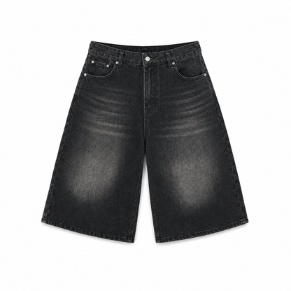 Bermuda Wide Leg Washed Novera in denim effetto vintage