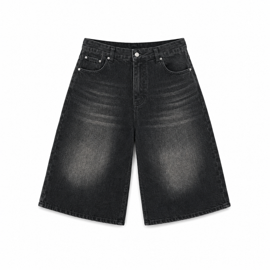 Bermuda Wide Leg Washed Novera in denim effetto vintage