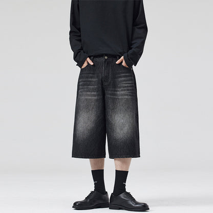 Bermuda Wide Leg Washed Novera in denim effetto vintage