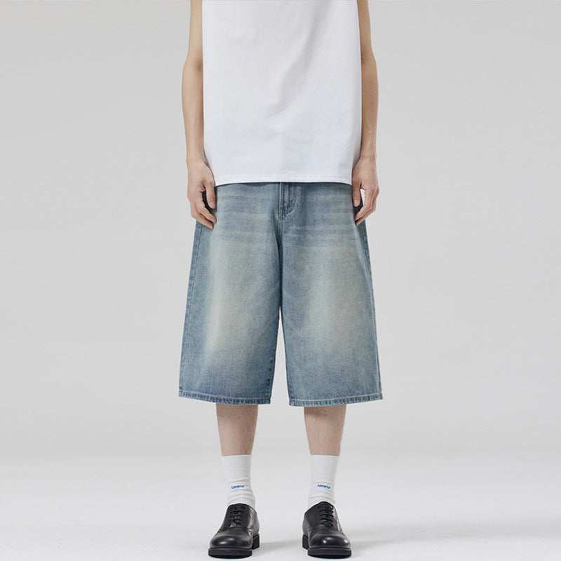 Bermuda Wide Leg Washed Novera in denim effetto vintage