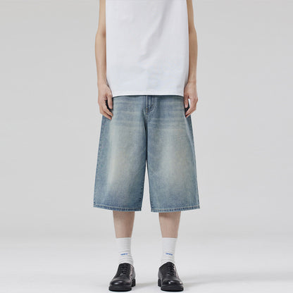 Bermuda Wide Leg Washed Novera in denim effetto vintage