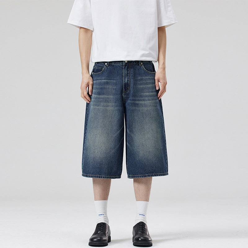 Bermuda Wide Leg Washed Novera in denim effetto vintage
