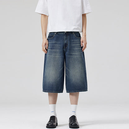 Bermuda Wide Leg Washed Novera in denim effetto vintage