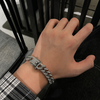 Bracciale Cuban ghiacciato Novera con zirconi CZ