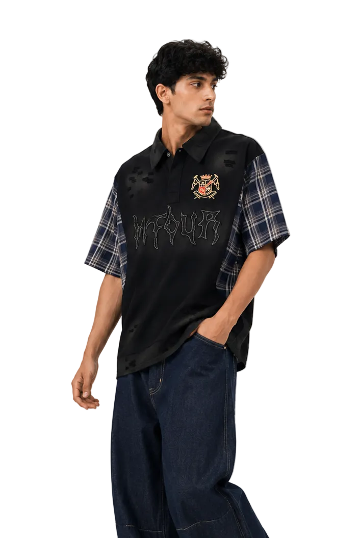 Camicia patchwork a quadri Novera con vestibilità oversize