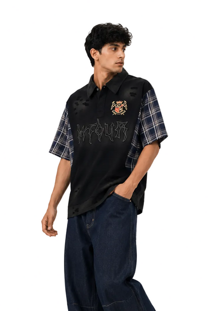 Camicia patchwork a quadri Novera con vestibilità oversize