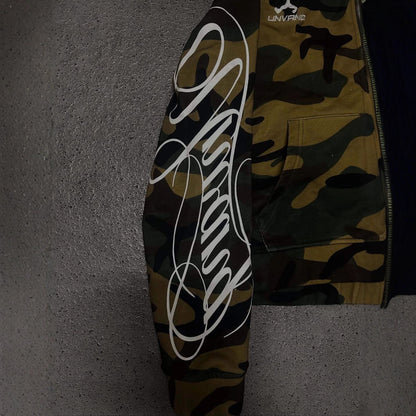 Felpa oversize camouflage Novera con grafica frontale