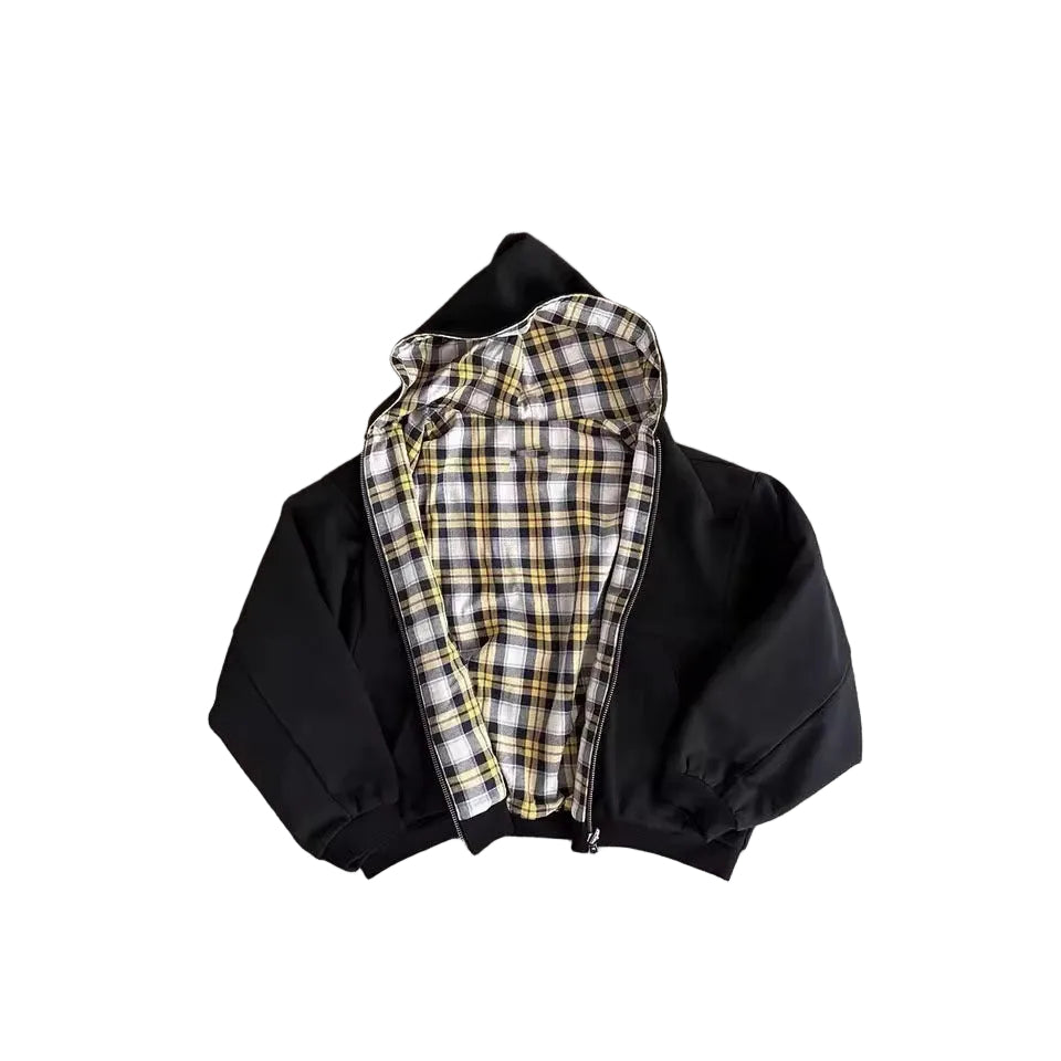 Felpa oversize reversibile Novera con lato a quadri e lato tinta unita