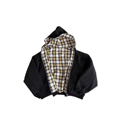 Felpa oversize reversibile Novera con lato a quadri e lato tinta unita