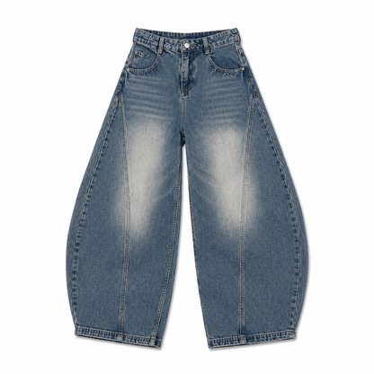 Jeans Balloon Blu Washed Novera con vestibilità ampia e lavaggio vintage