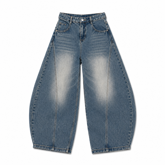 Jeans Balloon Blu Washed Novera con vestibilità ampia e lavaggio vintage