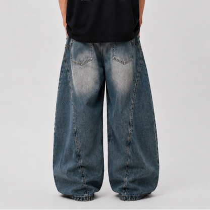 Jeans Balloon Blu Washed Novera con vestibilità ampia e lavaggio vintage