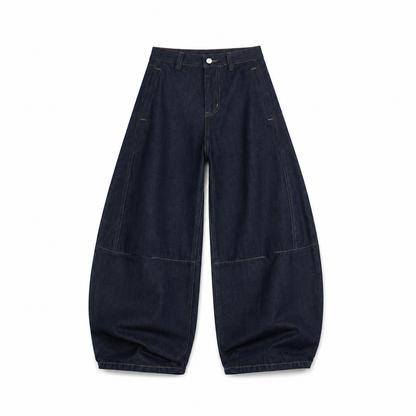 Jeans Wide Leg Novera in denim blu con vestibilità ampia