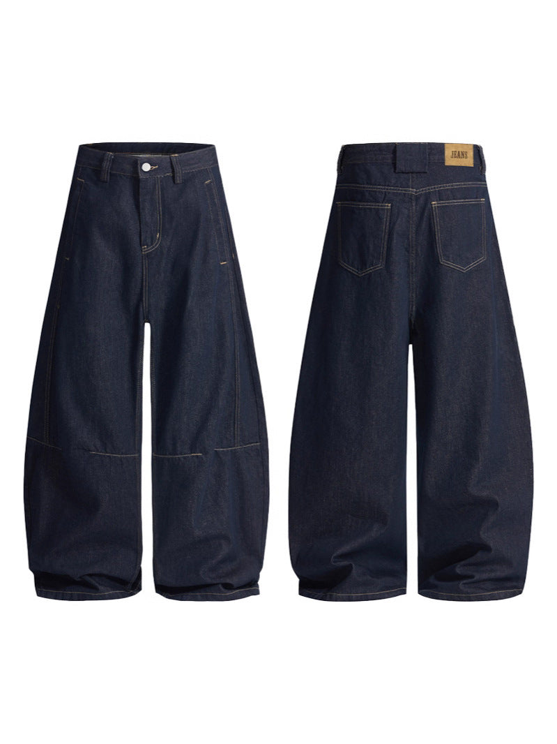 Jeans Wide Leg Novera in denim blu con vestibilità ampia