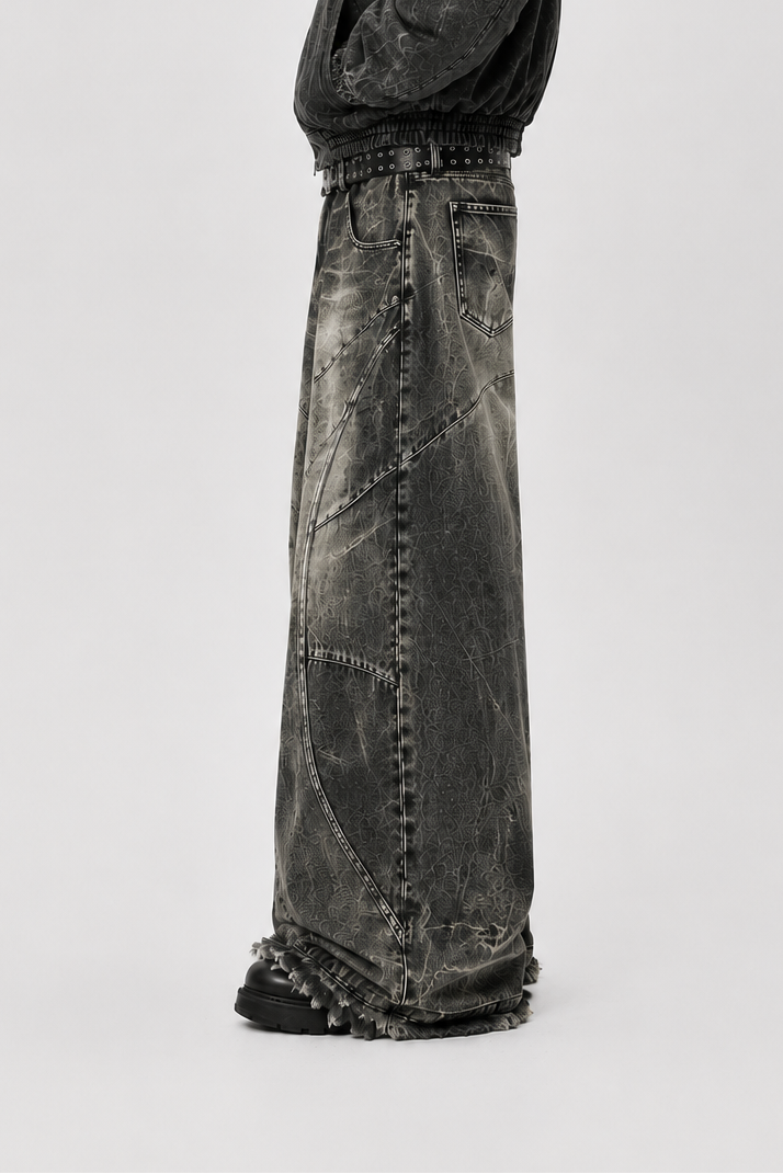 Jeans Wide Leg Arc Novera con pannelli e cuciture curve