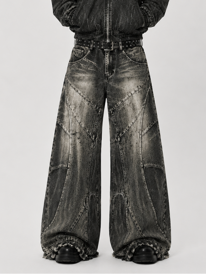 Jeans Wide Leg Arc Novera con pannelli e cuciture curve