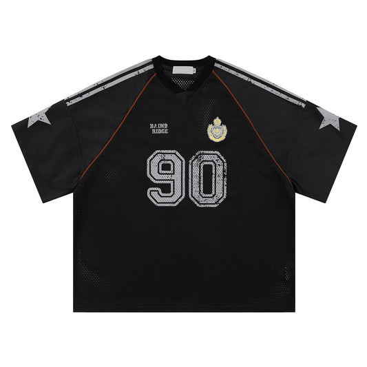 Maglia Jersey 90 Oversize Novera in mesh con grafica numero 90