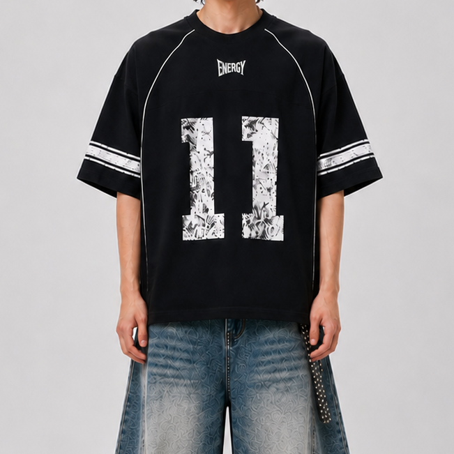 Maglia Jersey Oversize 11 Novera nera con grafica frontale