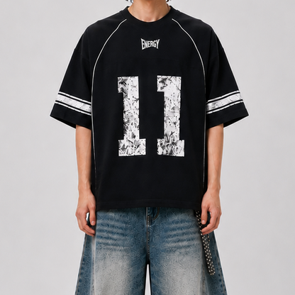 Maglia Jersey Oversize 11 Novera nera con grafica frontale