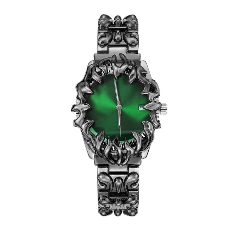Orologio Flame Novera con incisioni ispirate alle fiamme e bracciale in acciaio inox