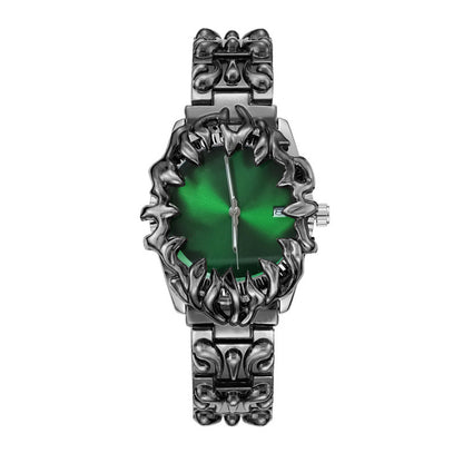 Orologio Flame Novera con incisioni ispirate alle fiamme e bracciale in acciaio inox
