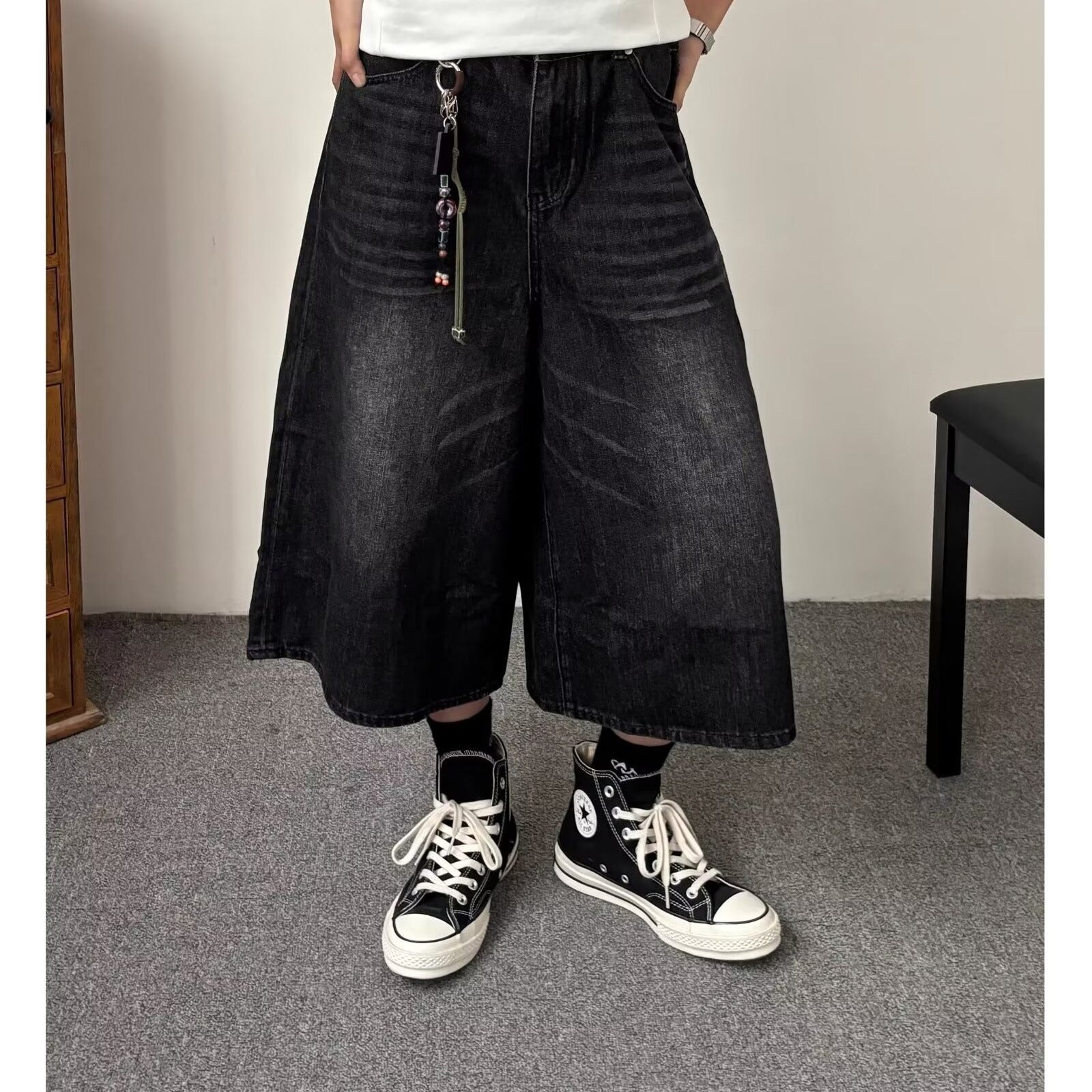 Shorts baggy in denim Novera con lavaggio vintage