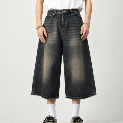 Shorts baggy in denim Novera con lavaggio vintage