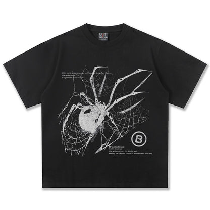 T-shirt Oversize Washed Spider Novera con grafica ragno