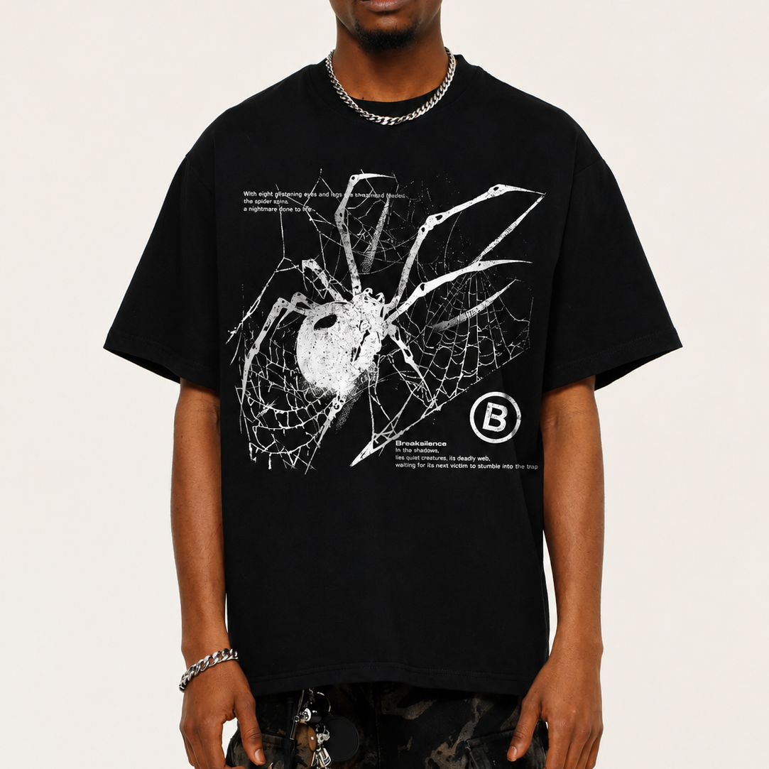 T-shirt Oversize Washed Spider Novera con grafica ragno