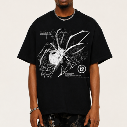T-shirt Oversize Washed Spider Novera con grafica ragno