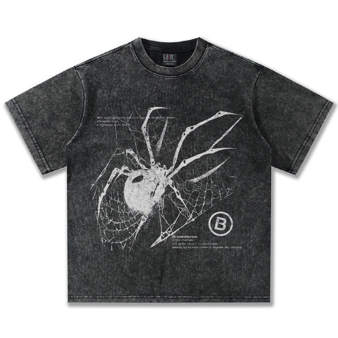 T-shirt Oversize Washed Spider Novera con grafica ragno