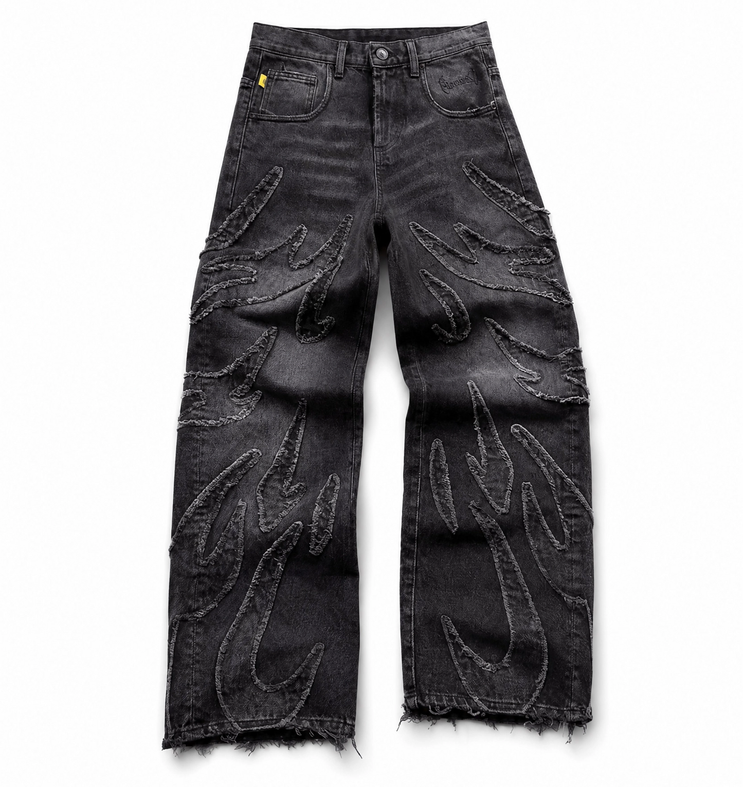 Jeans Larghi Ashfire con ricamo flame, vista frontale