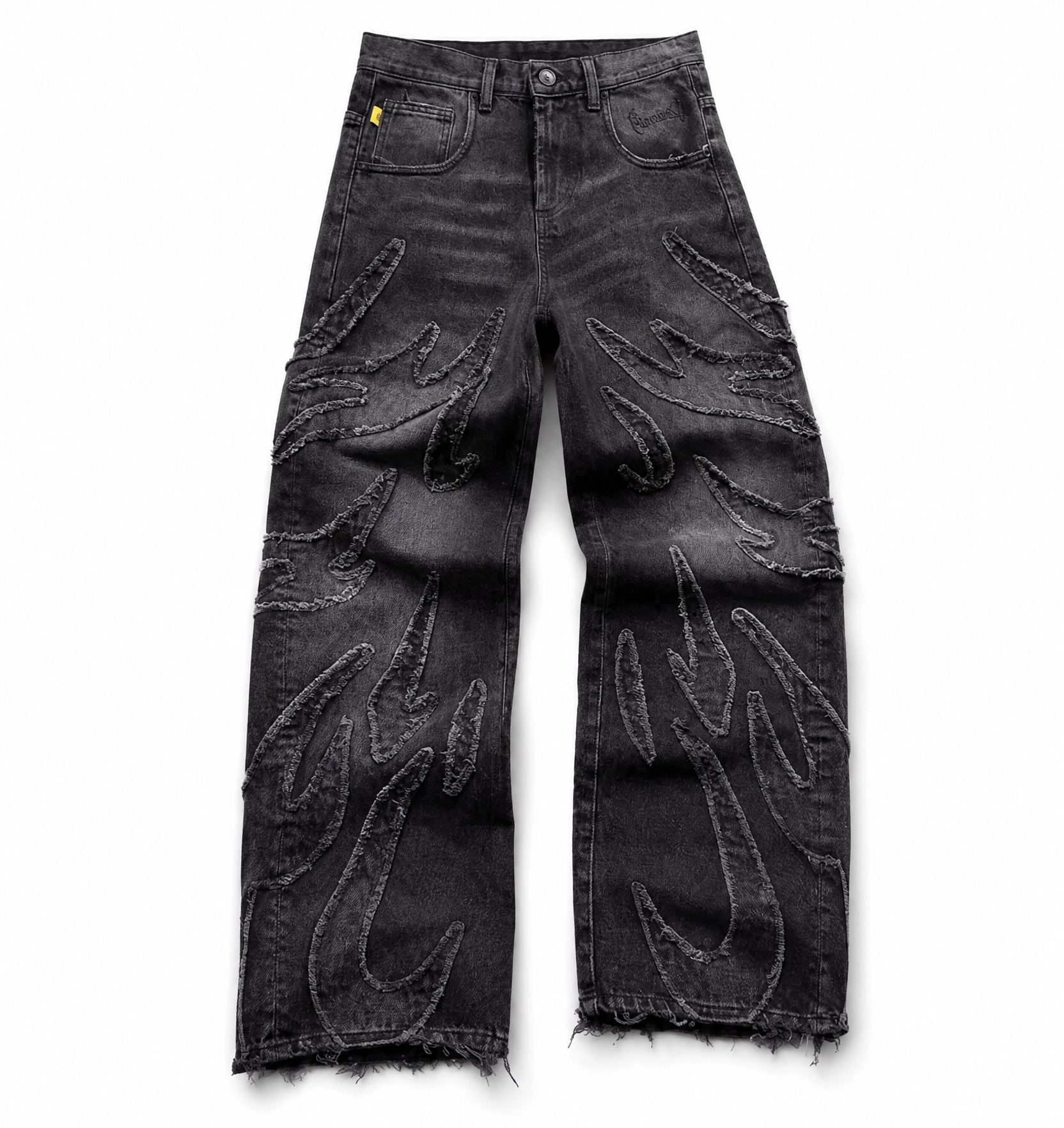 Jeans Larghi Ashfire con ricamo flame, vista frontale