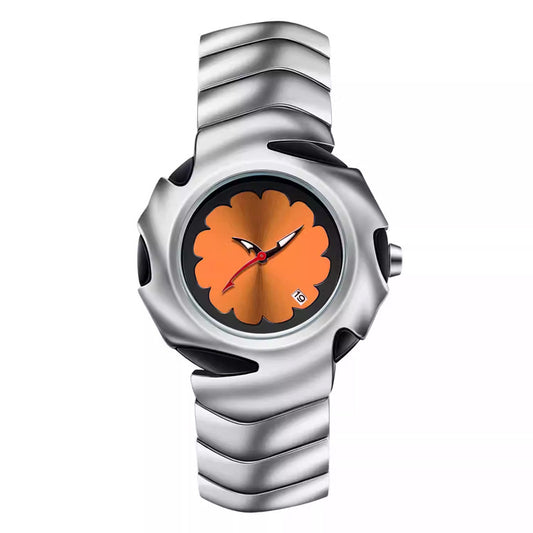 Orologio Liquid Novera con design in metallo liquido e quadrante floreale