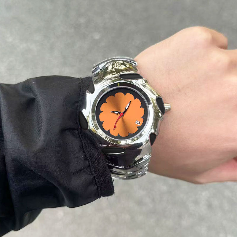 Orologio Liquid Novera con design in metallo liquido e quadrante floreale
