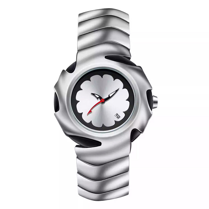 Orologio Liquid Novera con design in metallo liquido e quadrante floreale