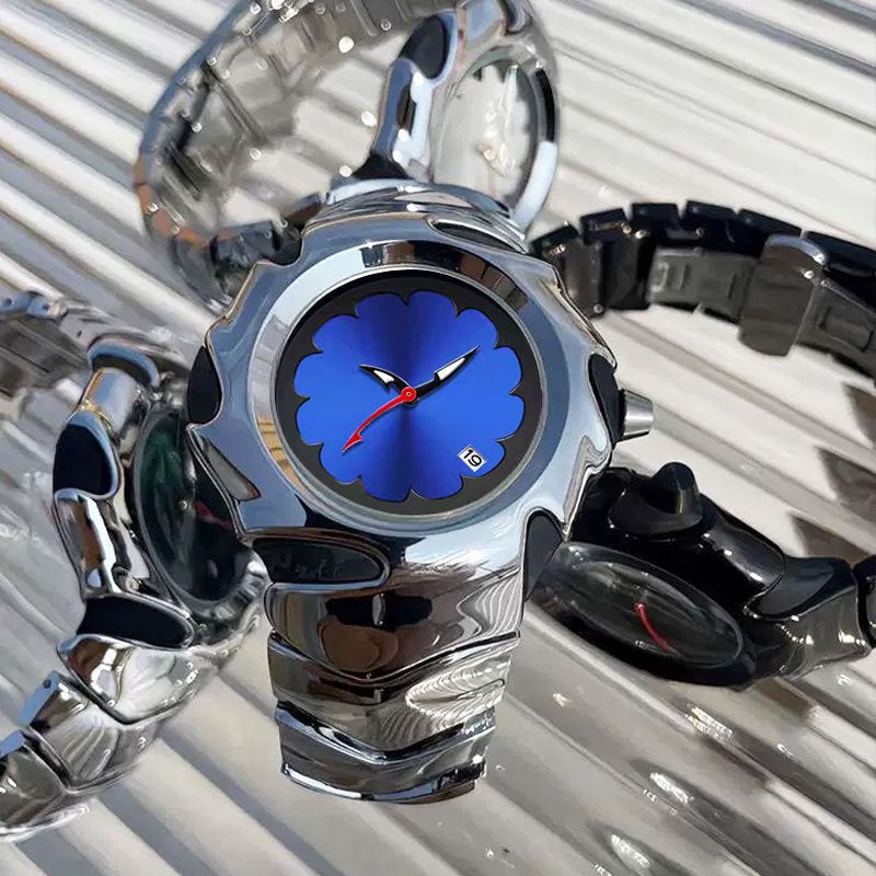 Orologio Liquid Novera con design in metallo liquido e quadrante floreale