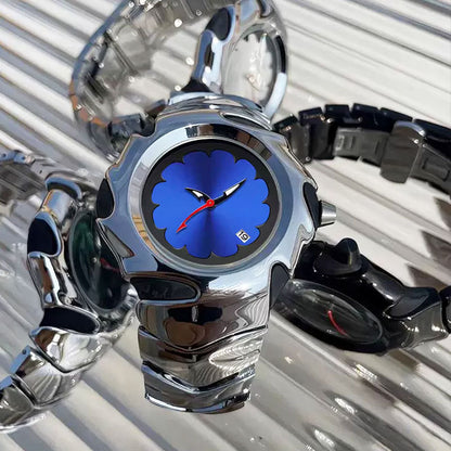 Orologio Liquid Novera con design in metallo liquido e quadrante floreale
